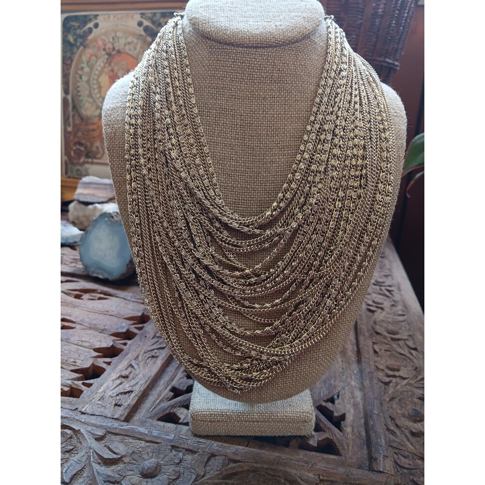 Vintage ART Arthur Pepper Multi Strand Chain Silver Tone Necklace